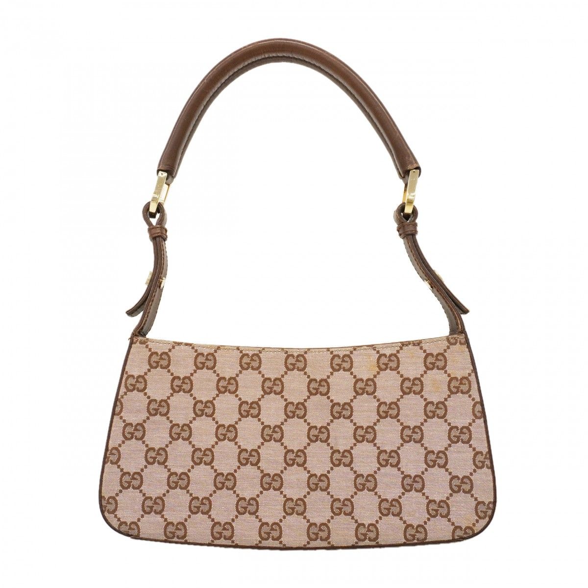 Gucci Handbag 001 Canvas Leather Brown Gold