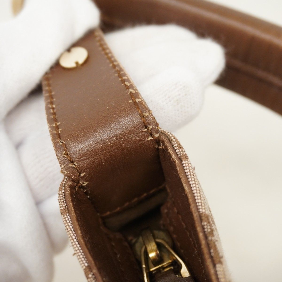 Gucci Handbag 001 Canvas Leather Brown Gold — view 8