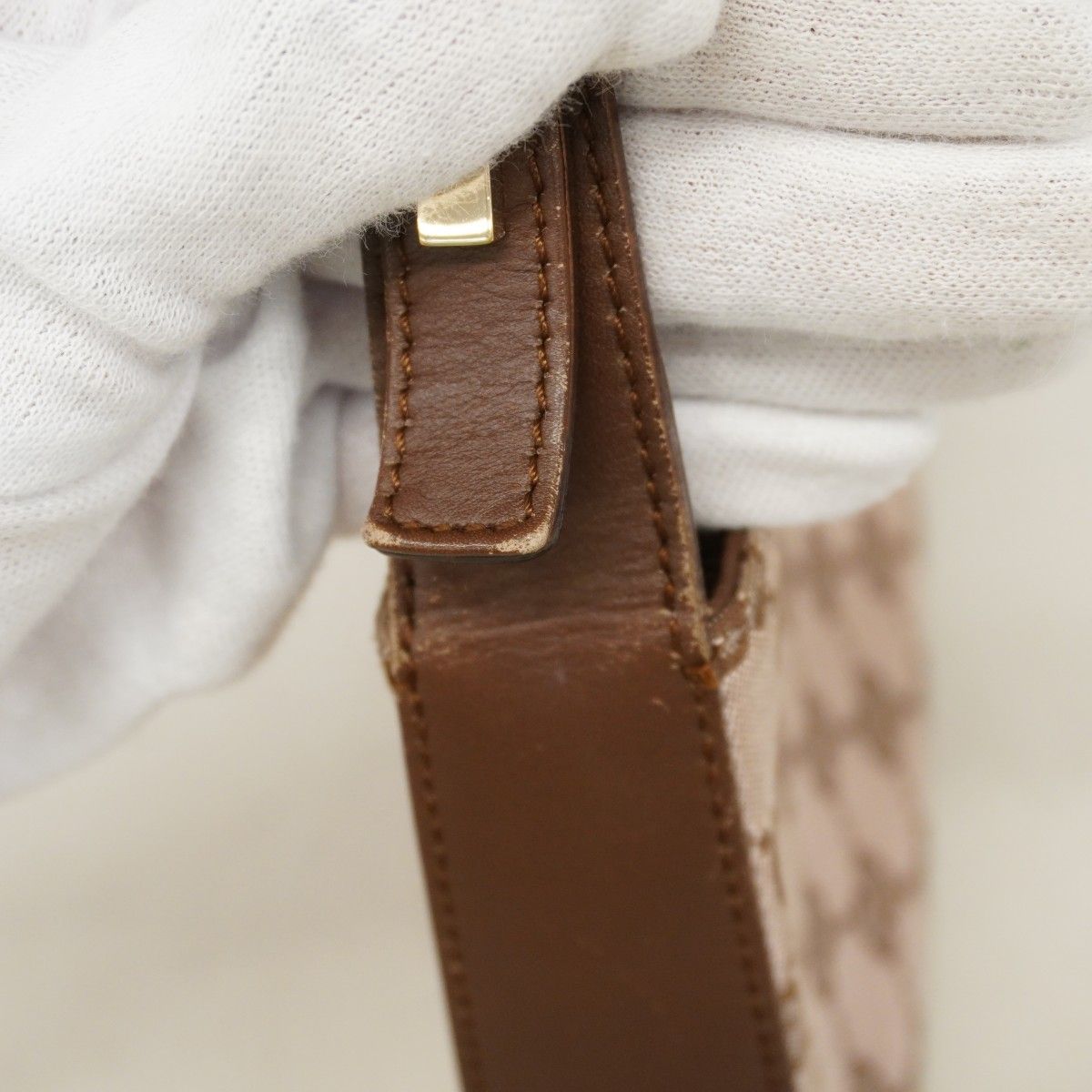Gucci Handbag 001 Canvas Leather Brown Gold — view 7