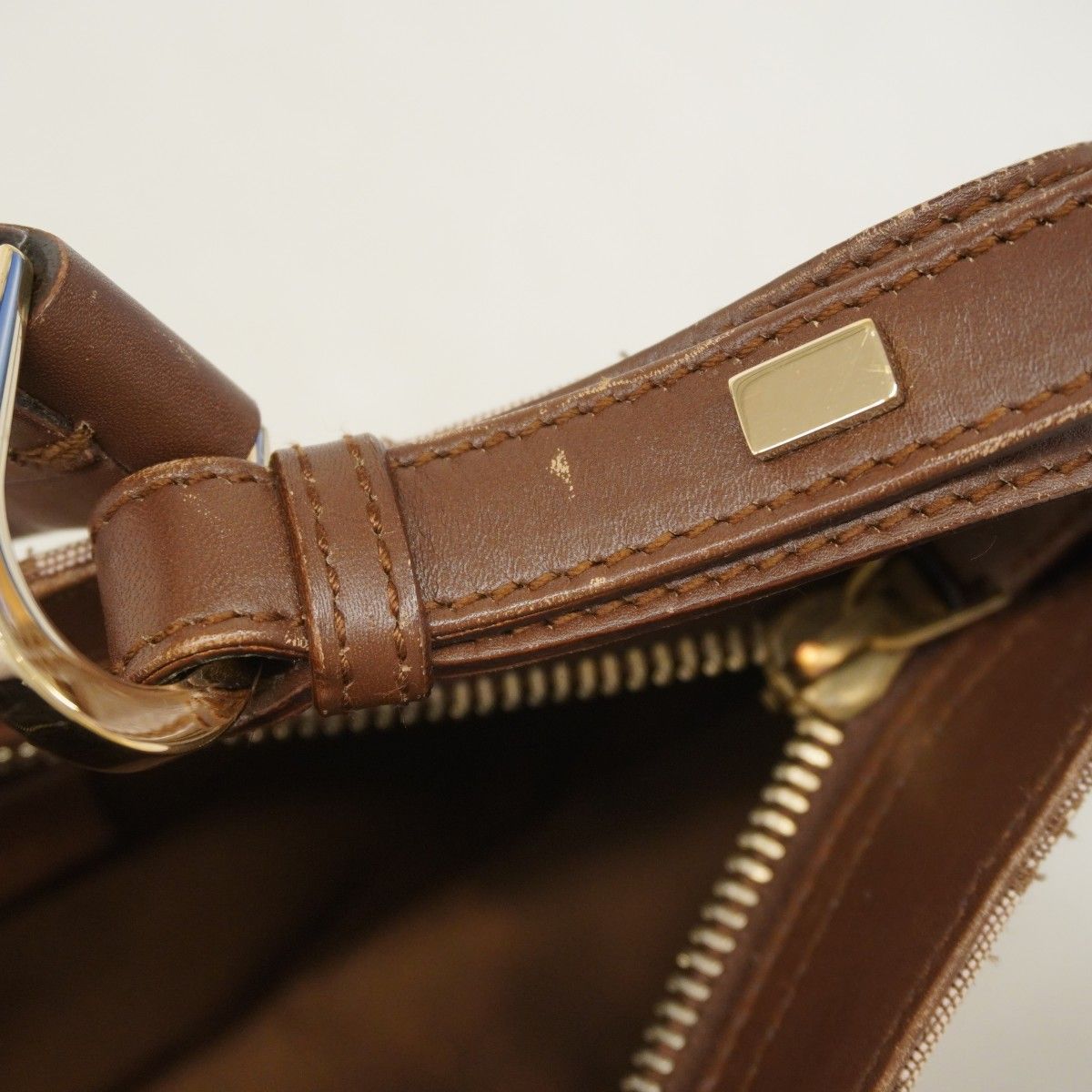 Gucci Handbag 001 Canvas Leather Brown Gold — view 9