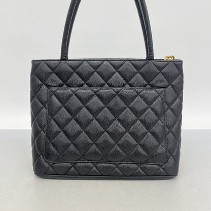 Chanel Tote Medallion Caviar Leather Black Gold — view 9