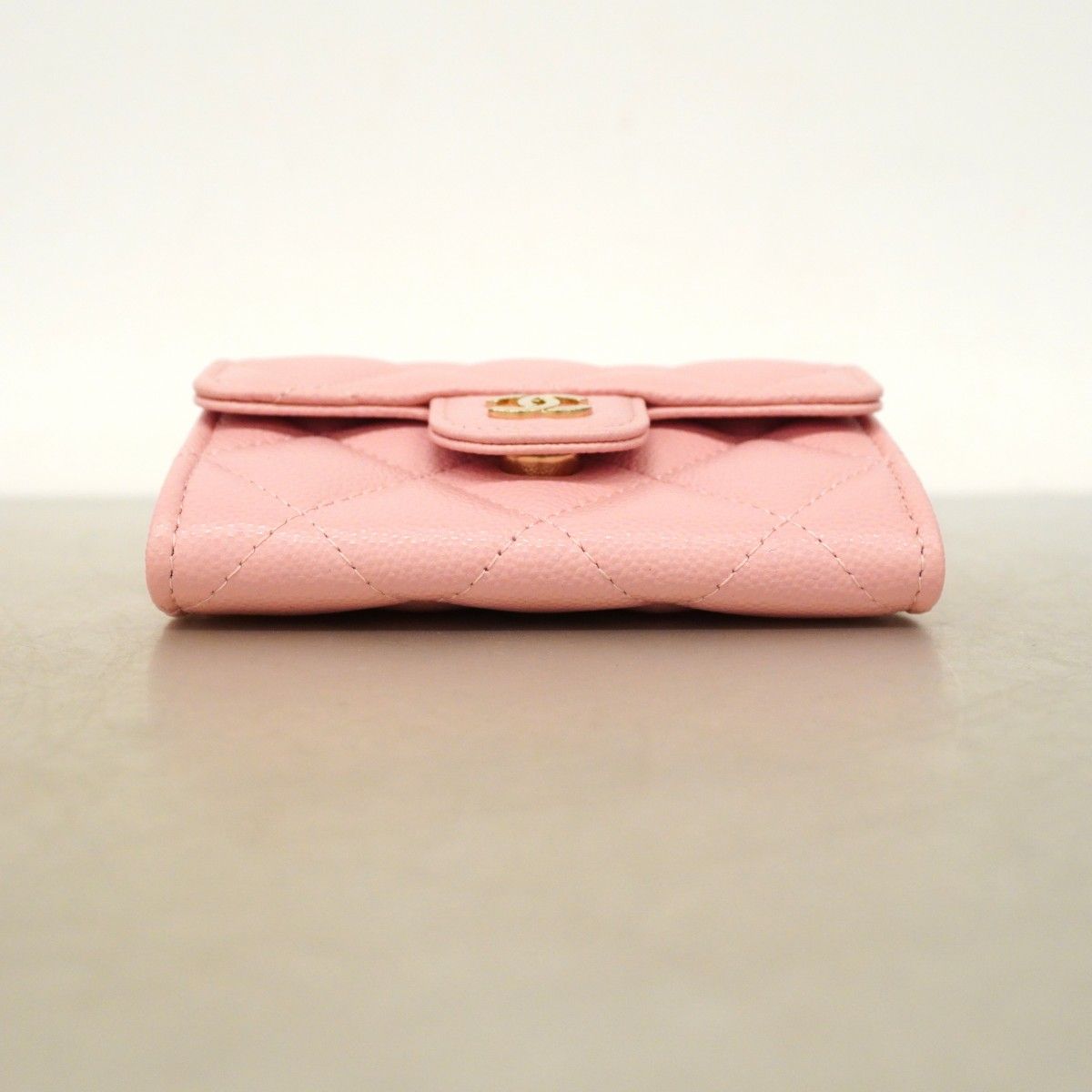 Chanel Shoulder Wallet Quilted Caviar Leather Pink Champagne Gold — view 3