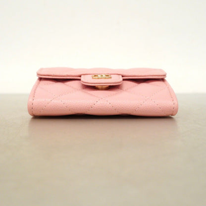 Chanel Shoulder Wallet Quilted Caviar Leather Pink Champagne Gold — view 3