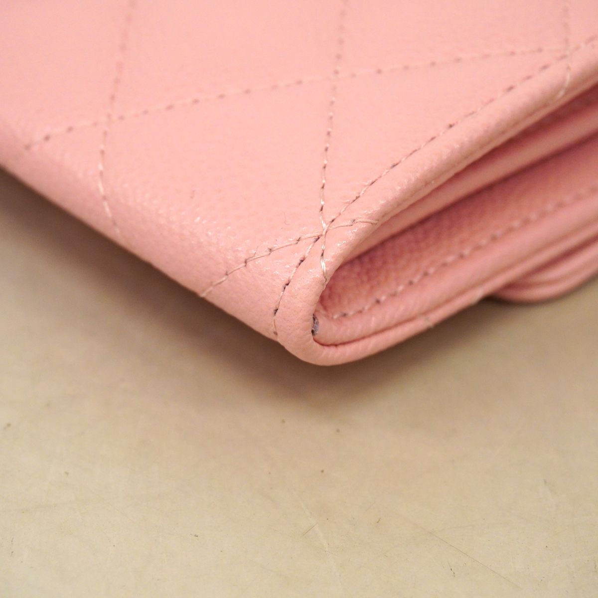 Chanel Shoulder Wallet Quilted Caviar Leather Pink Champagne Gold — view 6