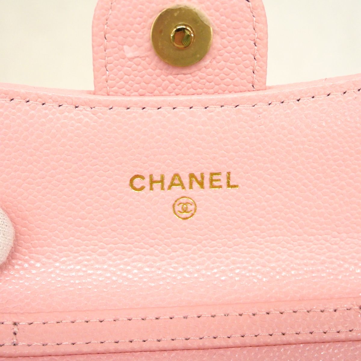 Chanel Shoulder Wallet Quilted Caviar Leather Pink Champagne Gold — view 5