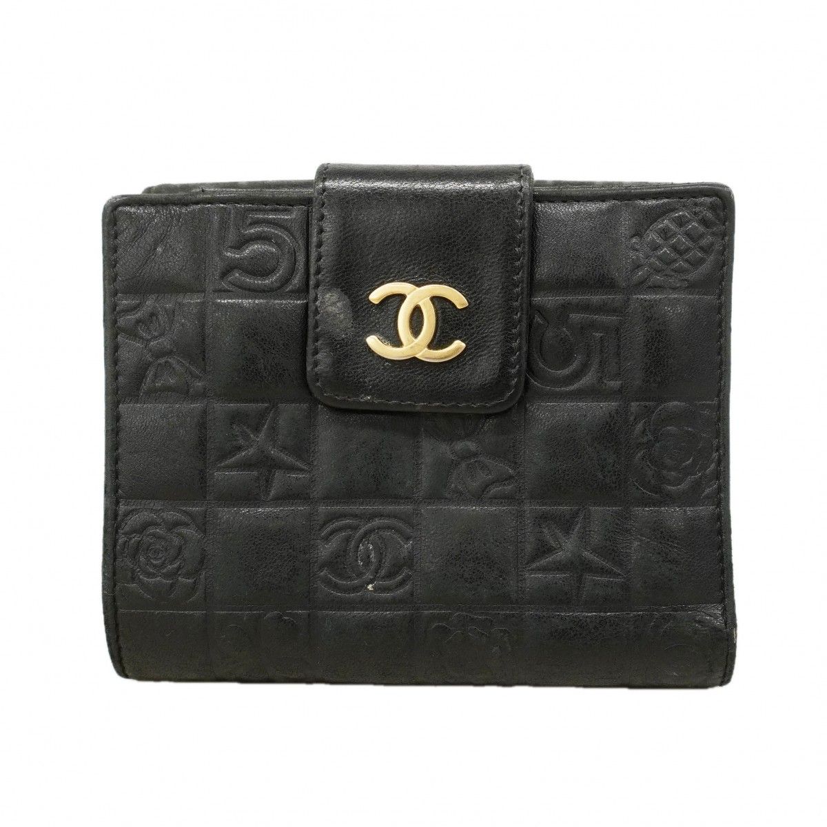 Chanel Wallet Icon Lambskin Black Gold