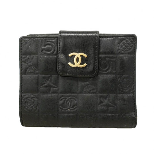Chanel Wallet Icon Lambskin Black Gold