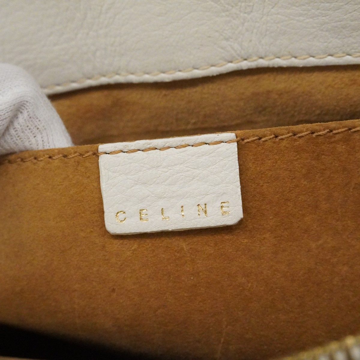 Celine Handbag Boogie Bag Leather White Gold — view 5