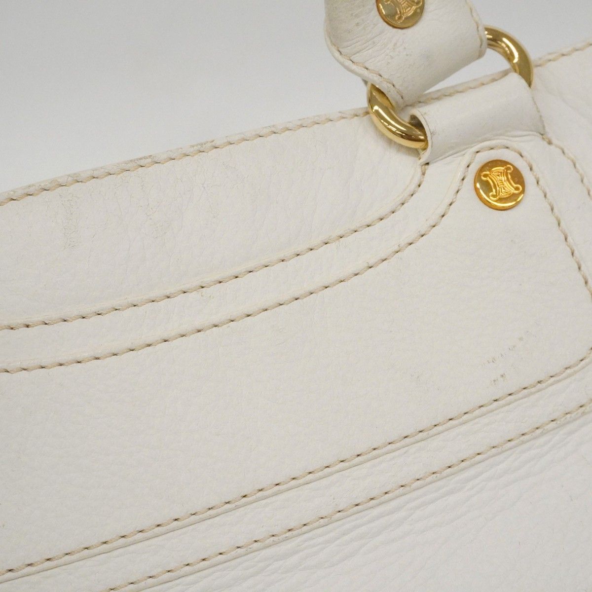 Celine Handbag Boogie Bag Leather White Gold — view 9