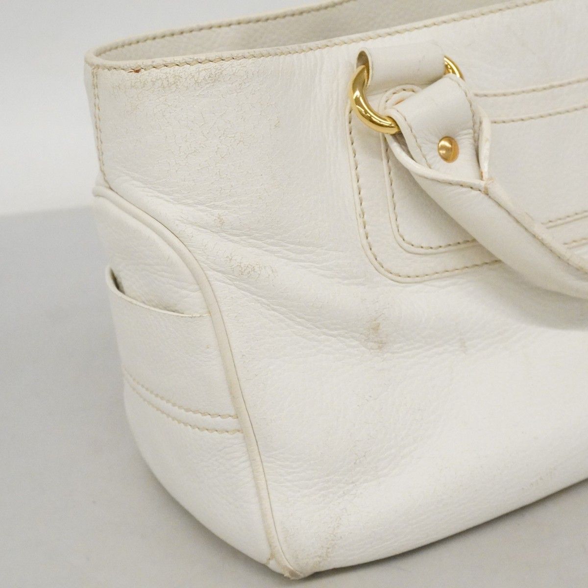 Celine Handbag Boogie Bag Leather White Gold — view 7