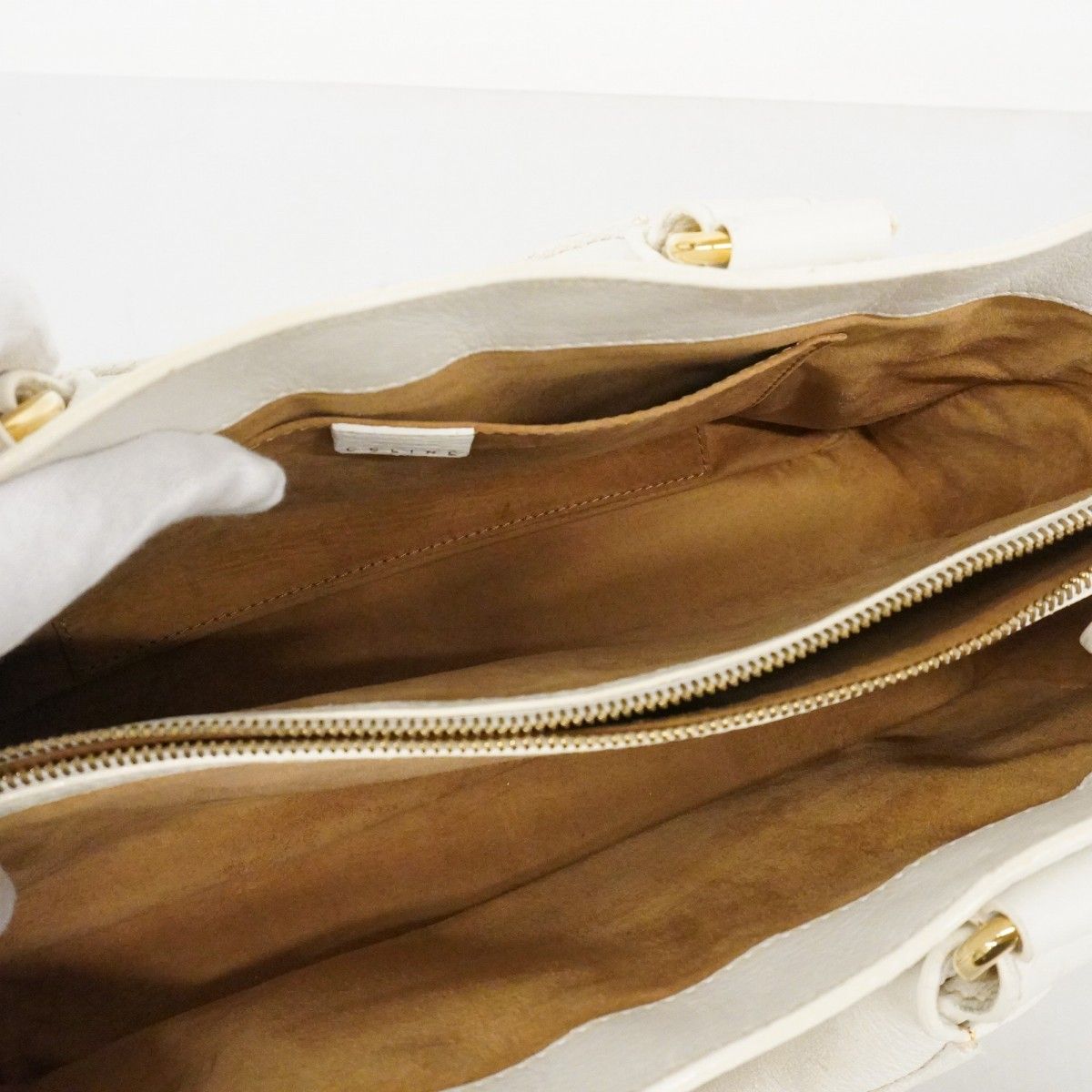 Celine Handbag Boogie Bag Leather White Gold — view 4