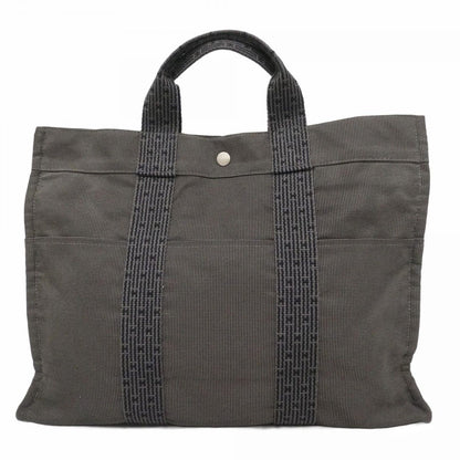 Hermes Tote Her Line MM Canvas Gray Silver