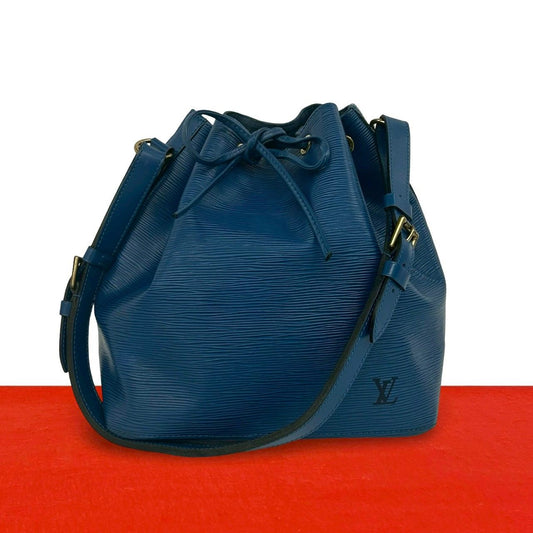 Louis Vuitton Vintage Petit Noe Epi Leather Drawstring Shoulder Bag Toledo Blue