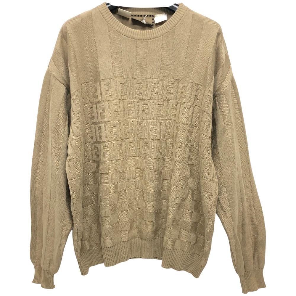 Fendi Sweater Zucca Pecan FF Logo Cotton Beige