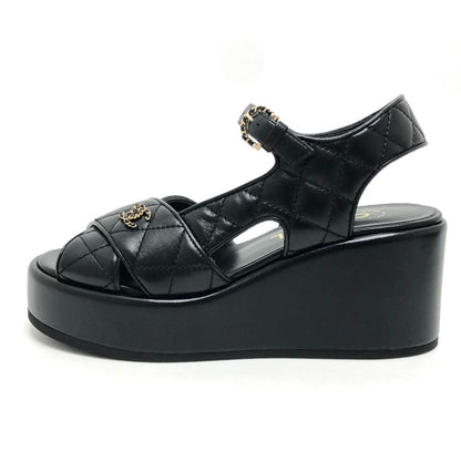 Chanel Sandals CC Logo Quilted Lambskin Black — view 5