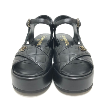 Chanel Sandals CC Logo Quilted Lambskin Black — view 2