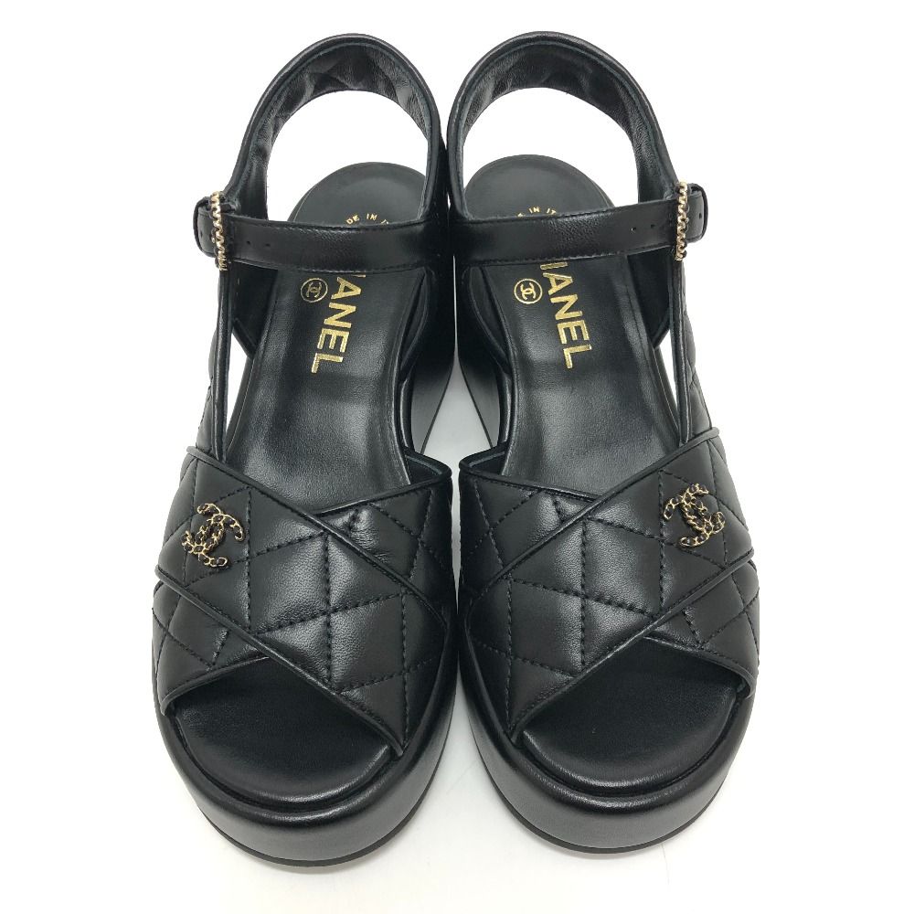Chanel Sandals CC Logo Quilted Lambskin Black — view 3