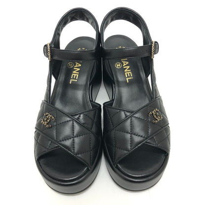 Chanel Sandals CC Logo Quilted Lambskin Black — view 3