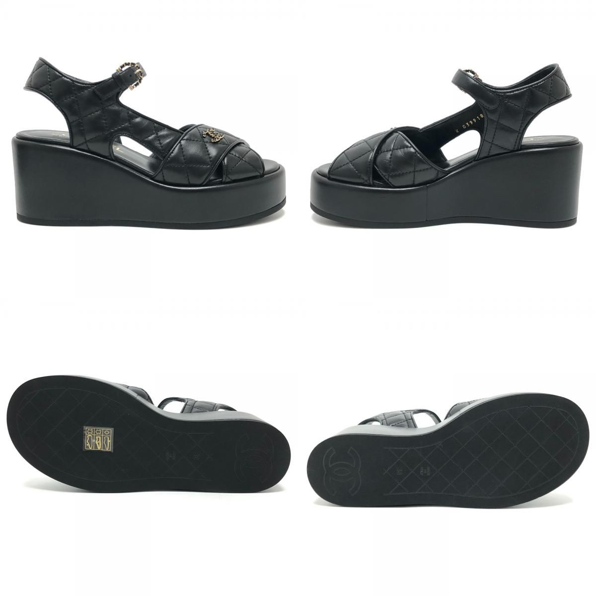 Chanel Sandals CC Logo Quilted Lambskin Black — view 7