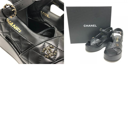 Chanel Sandals CC Logo Quilted Lambskin Black — view 9