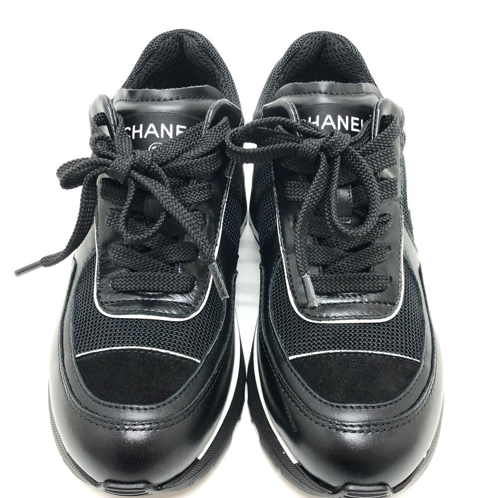 Chanel Sneakers CC Logo Mixed Fiber Shiny Calfskin &Suede Black — view 3