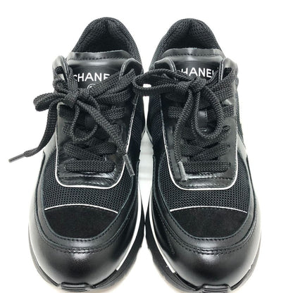 Chanel Sneakers CC Logo Mixed Fiber Shiny Calfskin &Suede Black — view 3
