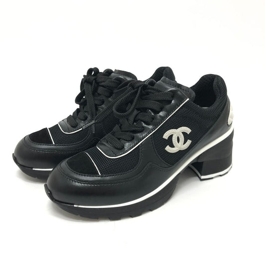 Chanel Sneakers CC Logo Mixed Fiber Shiny Calfskin &Suede Black