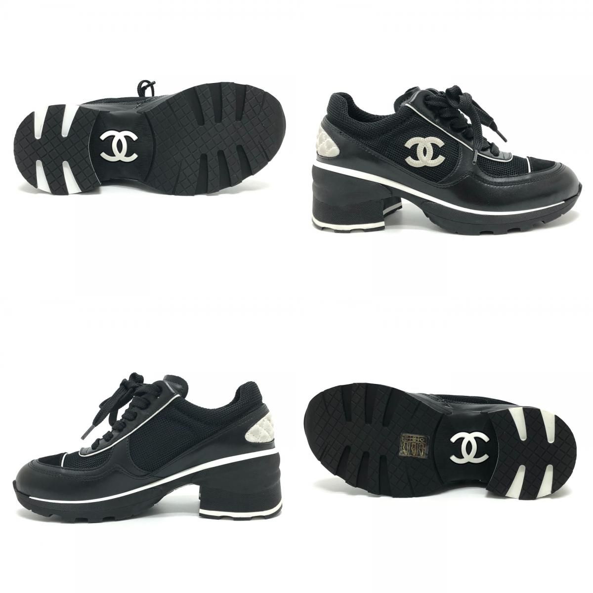 Chanel Sneakers CC Logo Mixed Fiber Shiny Calfskin &Suede Black — view 7
