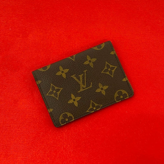 Louis Vuitton Vintage Porto 2 Cult Vertical Monogram Leather Pass Case Brown