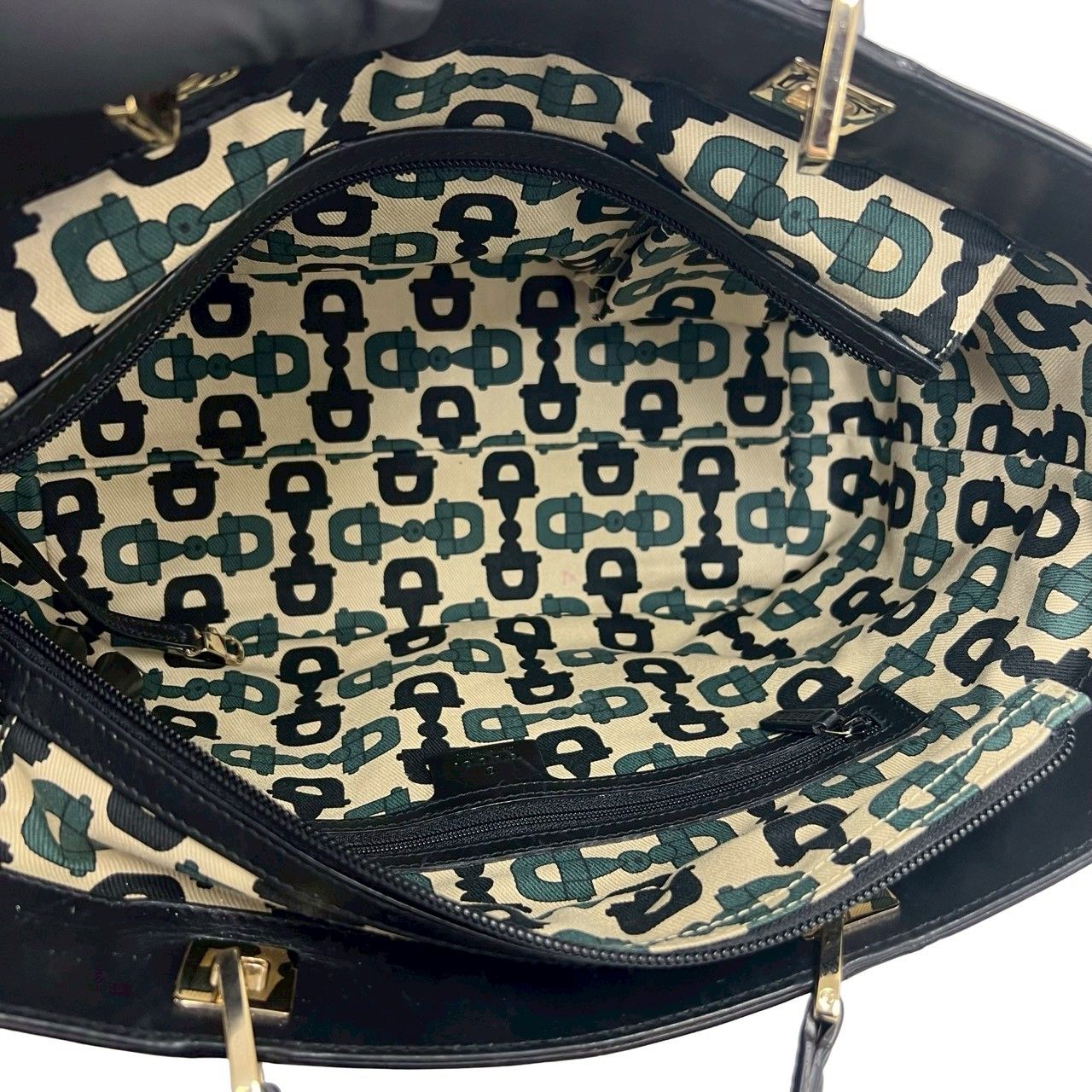 Gucci Guccissima GG Pattern Logo Gold Leather Tote Boston Bag Black — view 9