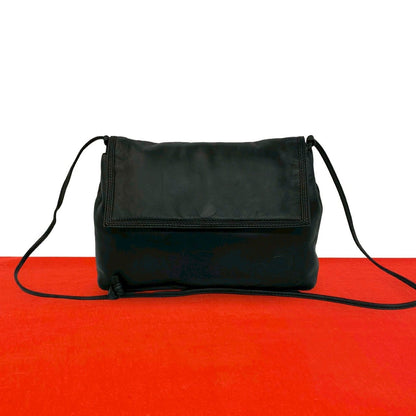 Loewe Vintage Anagram Logo Nappa Leather Shoulder Bag Pochette Crossbody Black