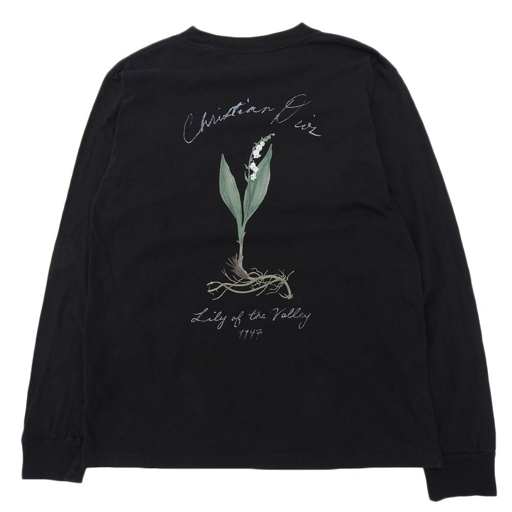Dior Cotton Lily of the Valley Back Print Long Sleeve Top Black — view 2