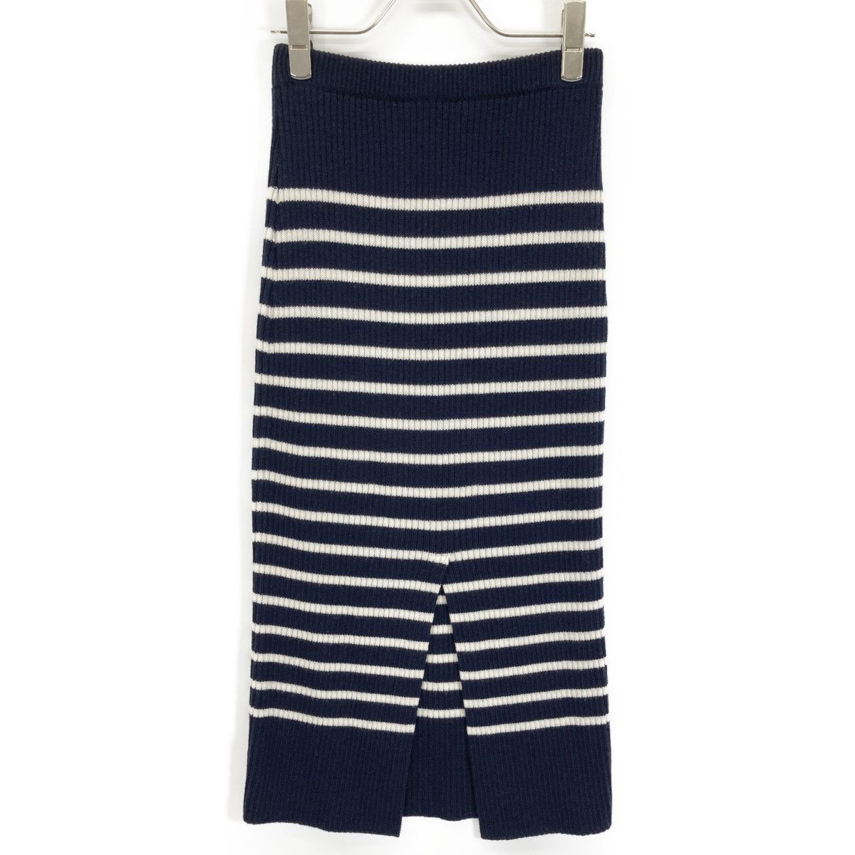 Dior Navy White Border Knit Skirt 38