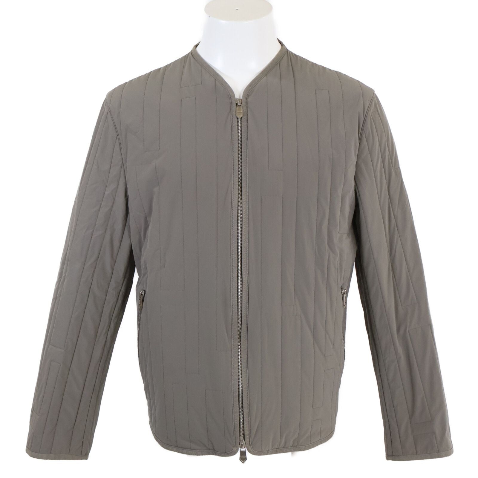 Hermes Nylon Motif W-zip Quilted Jacket 48
