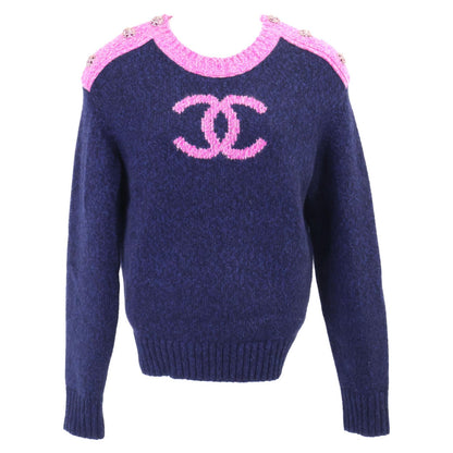 Chanel CC Logo Cashmere Knit Sweater 36