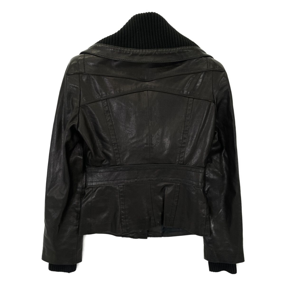 Gucci Era Black Rib Collar Lambskin Button Jacket 36 — view 2