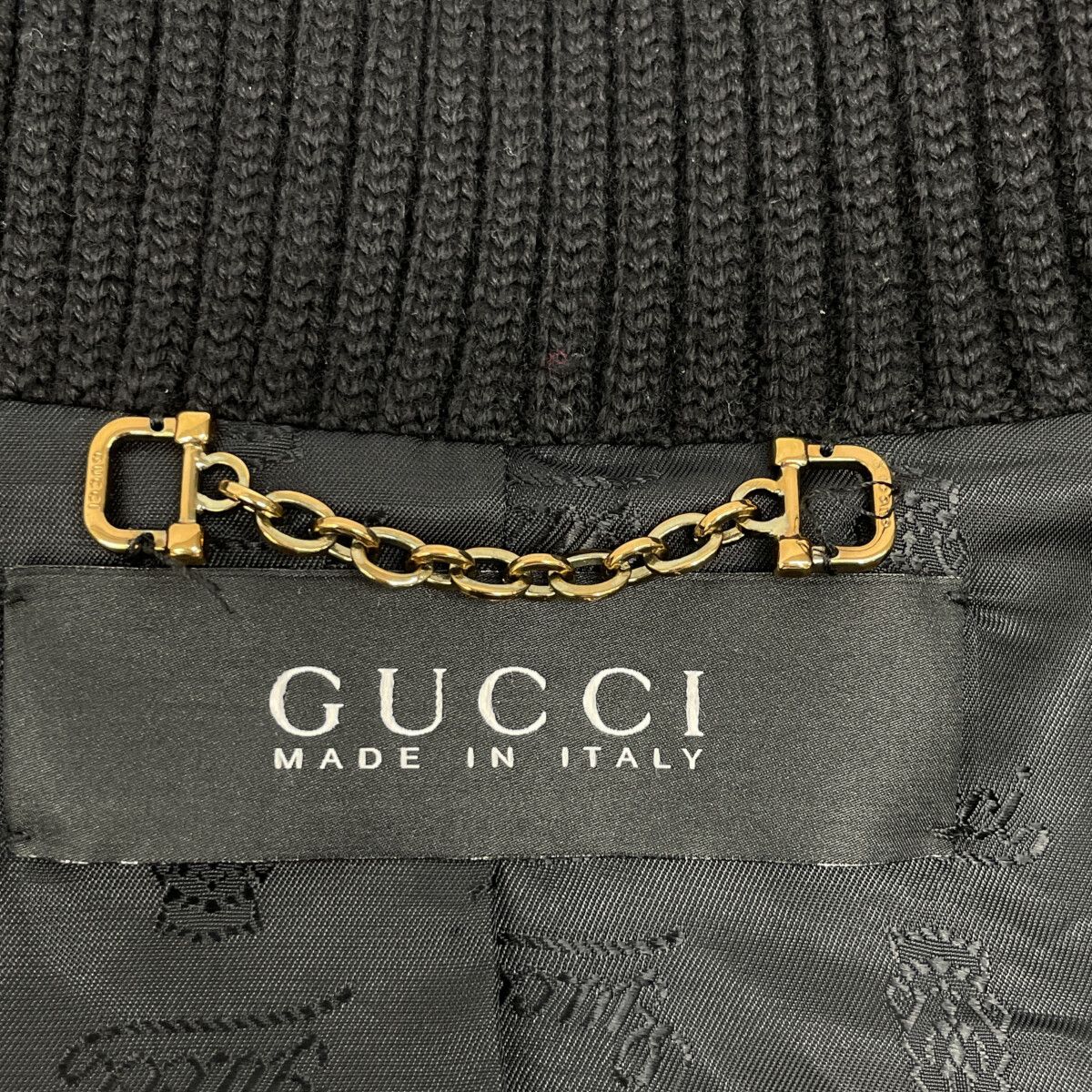Gucci Era Black Rib Collar Lambskin Button Jacket 36 — view 5