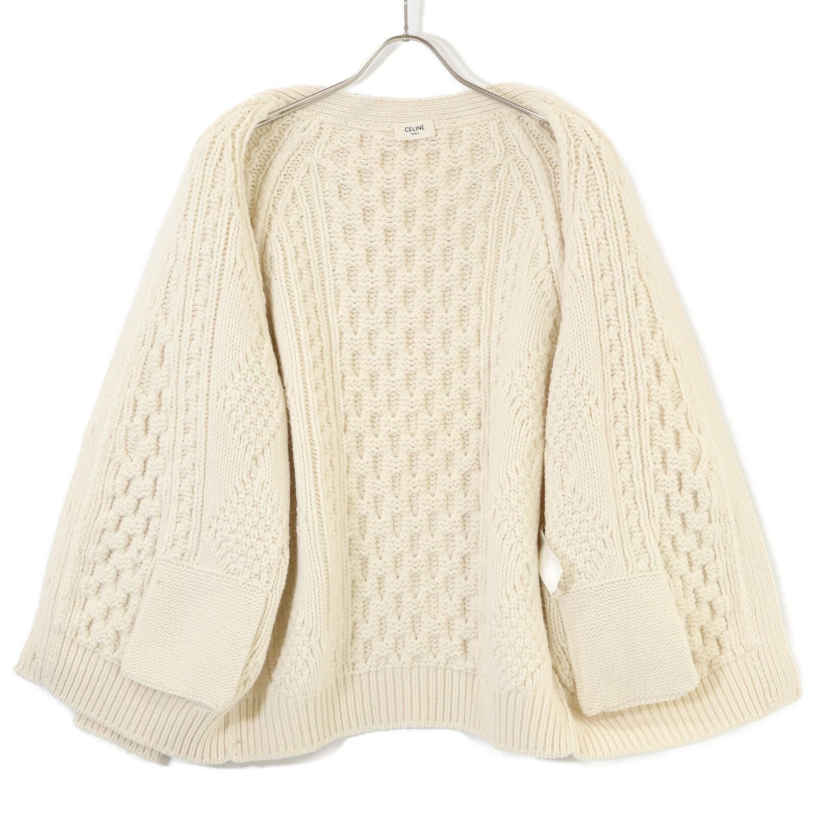 Celine Walnut Button Wool Cashmere Cable Knit Cardigan — view 4