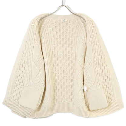 Celine Walnut Button Wool Cashmere Cable Knit Cardigan — view 4