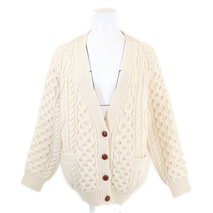 Celine Walnut Button Wool Cashmere Cable Knit Cardigan