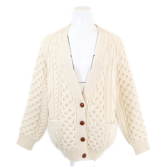 Celine Walnut Button Wool Cashmere Cable Knit Cardigan