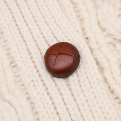 Celine Walnut Button Wool Cashmere Cable Knit Cardigan — view 6