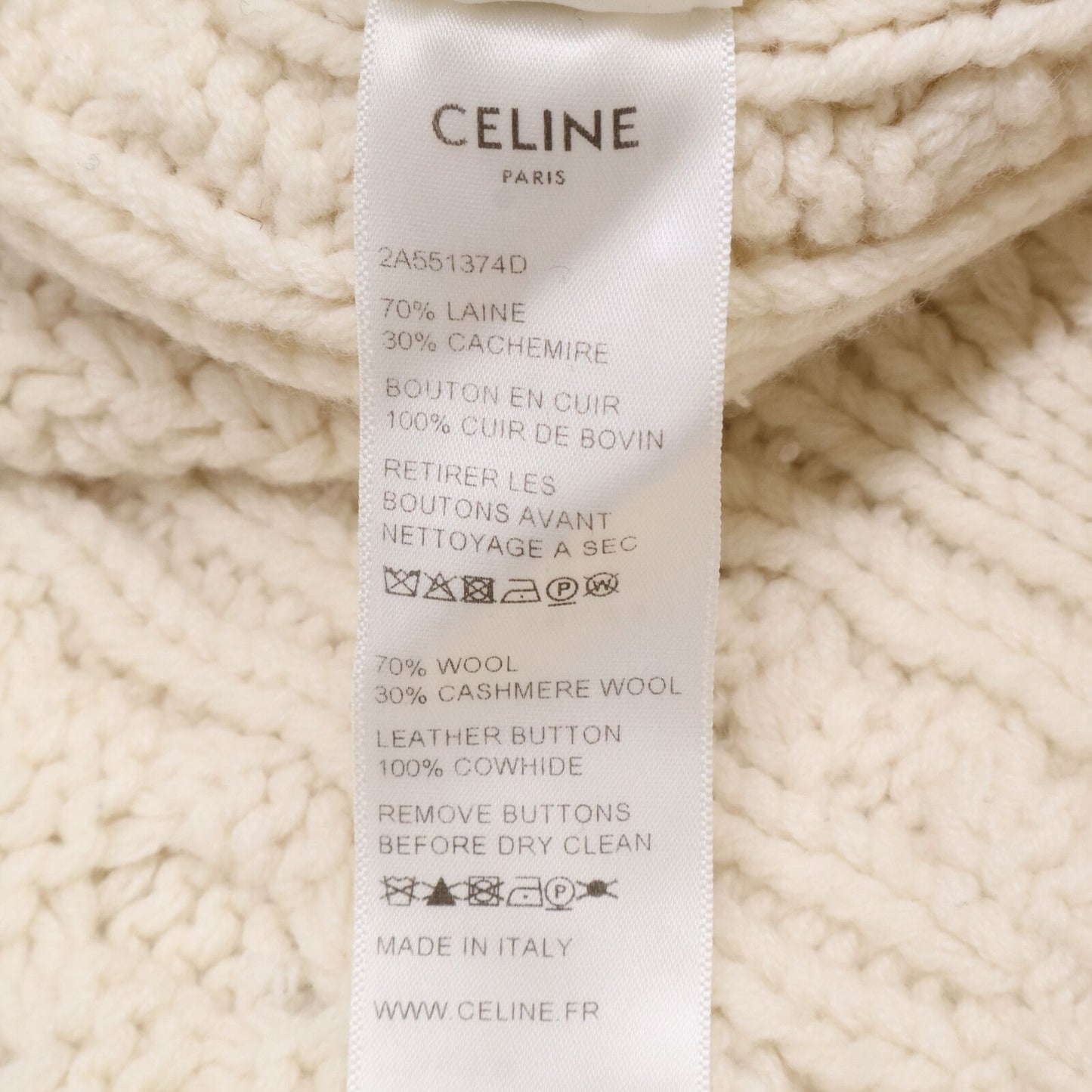 Celine Walnut Button Wool Cashmere Cable Knit Cardigan — view 7