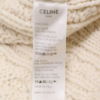Celine Walnut Button Wool Cashmere Cable Knit Cardigan — view 7