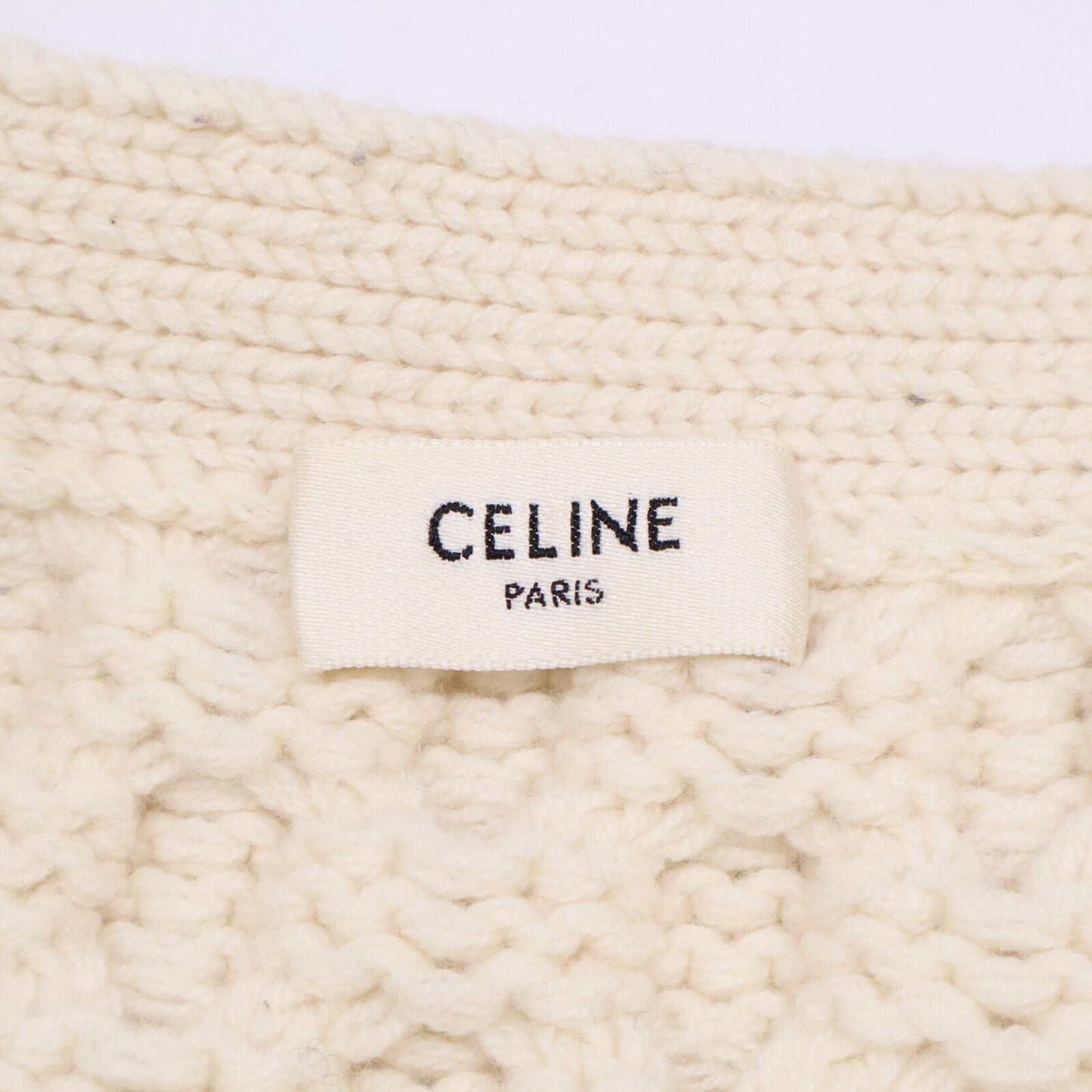 Celine Walnut Button Wool Cashmere Cable Knit Cardigan — view 5