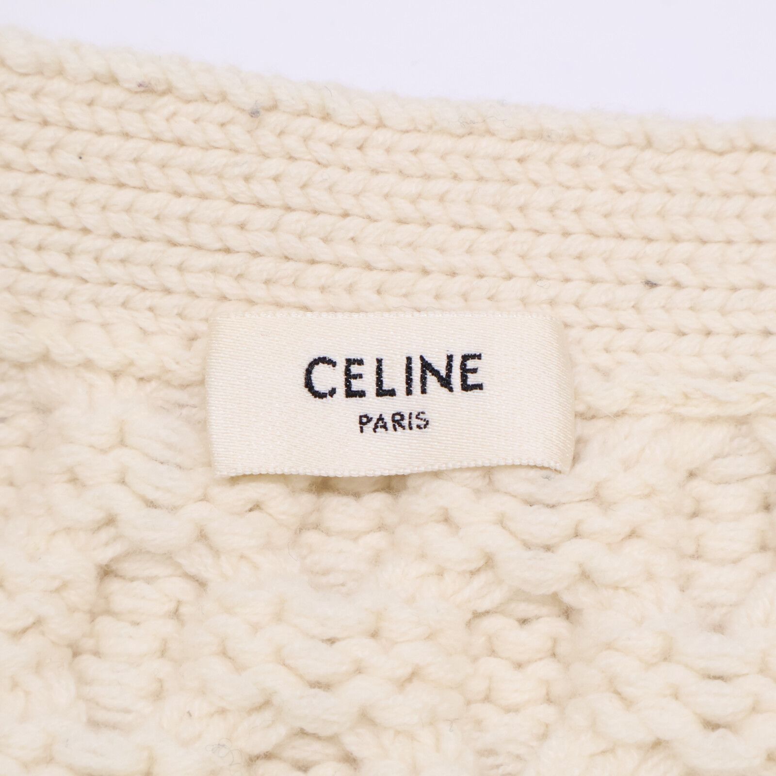 Celine Walnut Button Wool Cashmere Cable Knit Cardigan — view 5
