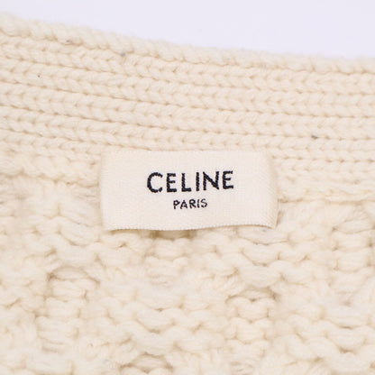 Celine Walnut Button Wool Cashmere Cable Knit Cardigan — view 5