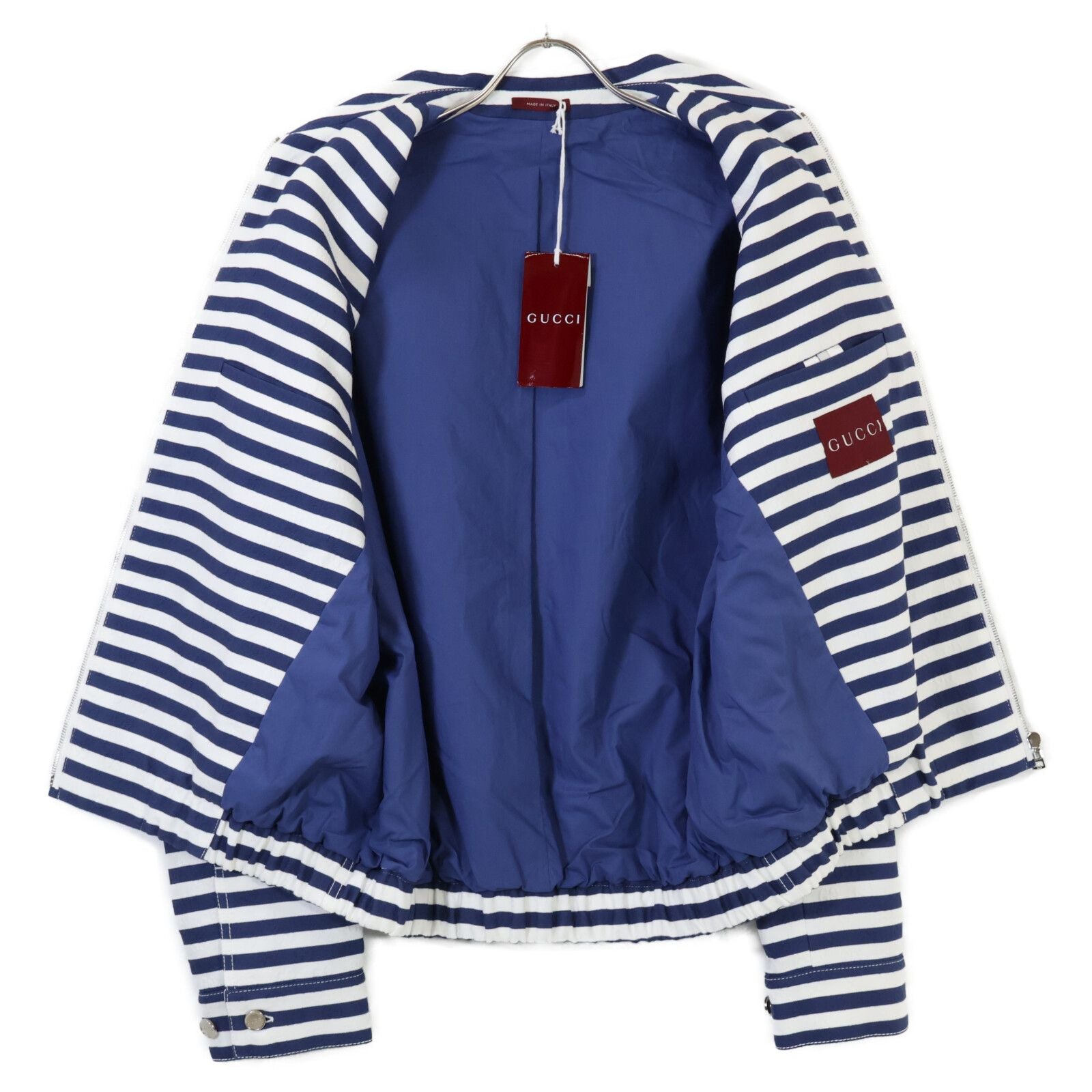 Gucci Similarly Zatas Zipped Jacket in Cotton Jacquard with GG Print Border Zip — view 4
