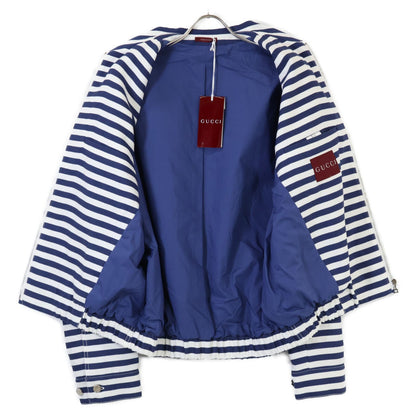 Gucci Similarly Zatas Zipped Jacket in Cotton Jacquard with GG Print Border Zip — view 4