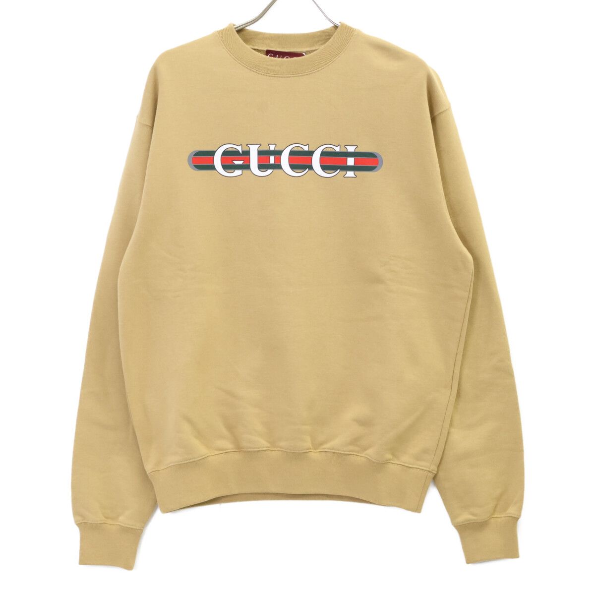 Gucci Beige Front Logo Cotton Jersey Sweatshirt
